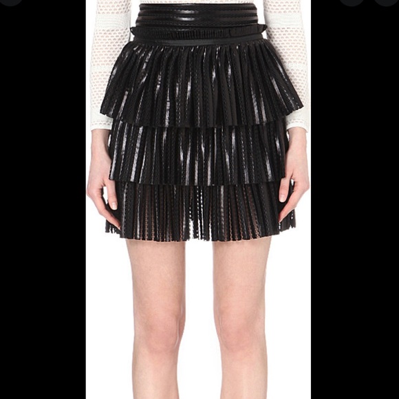 Faux leather layered skirt